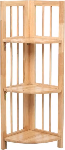 Orsina 3 Tier Natural Rubberwood Corner Shelving Unit