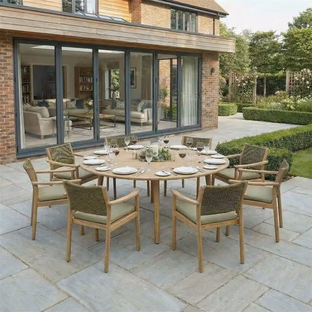 Bracken Outdoors Tetbury 8 Seat Round Garden Dining Set in Brown Treated Hardwood