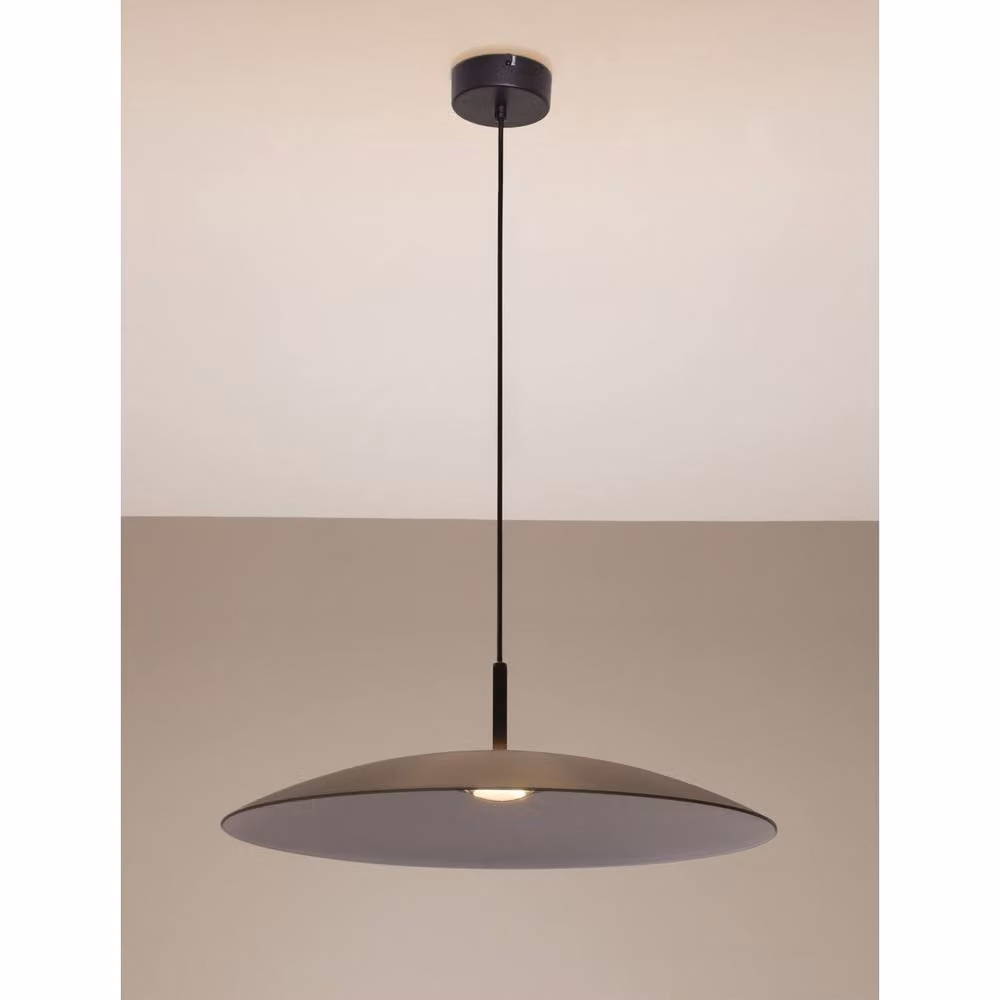 Netlighting Polifemo 60cm Dome Pendant Light in Black with Smokey Glass, 17W LED, 1360lm, 3000K Warm White – 3