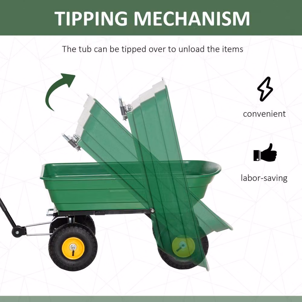 STILVORA Garden Cart with Tipping Function, 75L, Green – 3