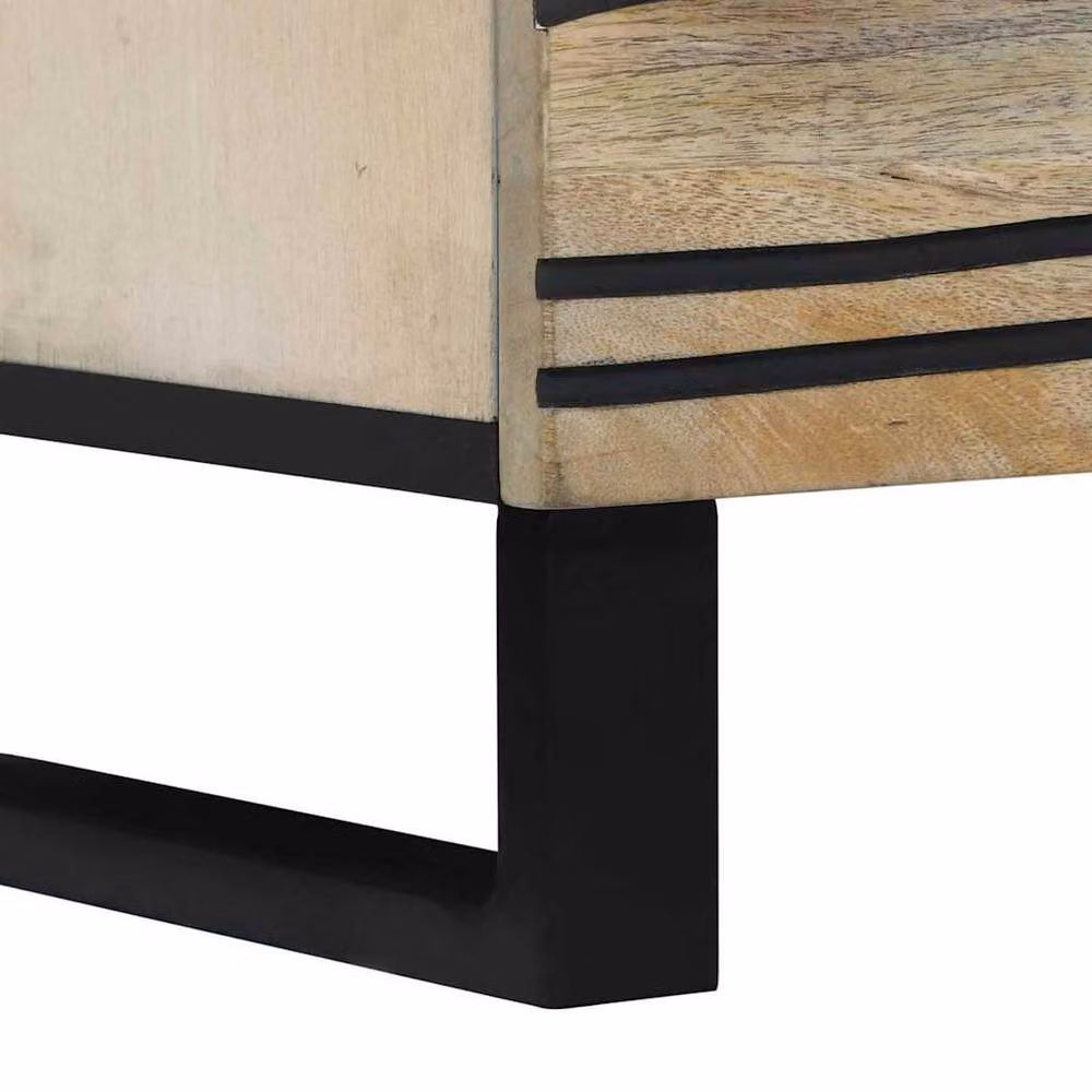 Berkfield Home Modern Bedside Table with Drawer in White and Black, W/D/H: 50 x 33 x 60 cm – 5