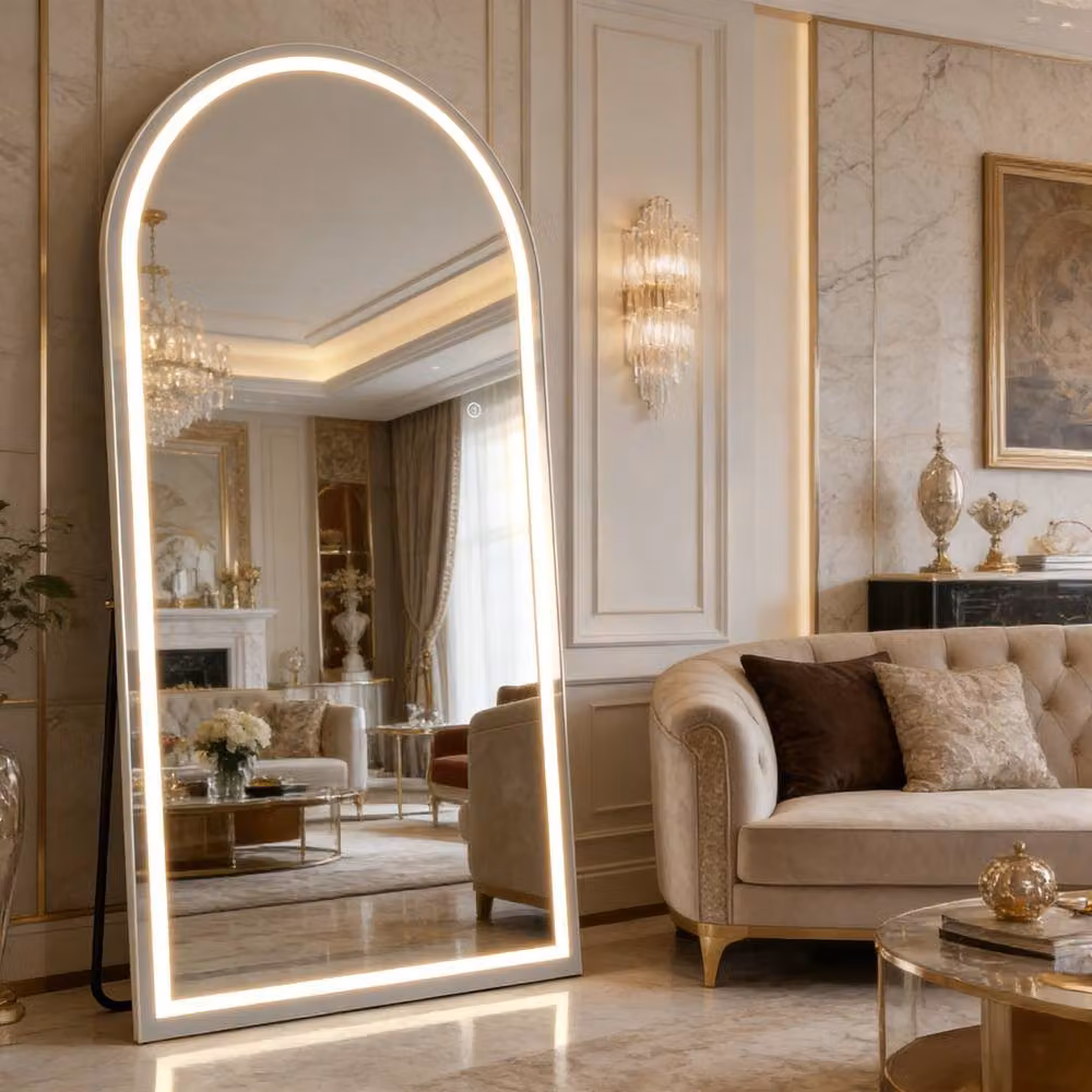 Cassilando Dimmable LED Illuminated Full Length Wall Mirror in White, W: 80 cm, H: 180 cm – 6