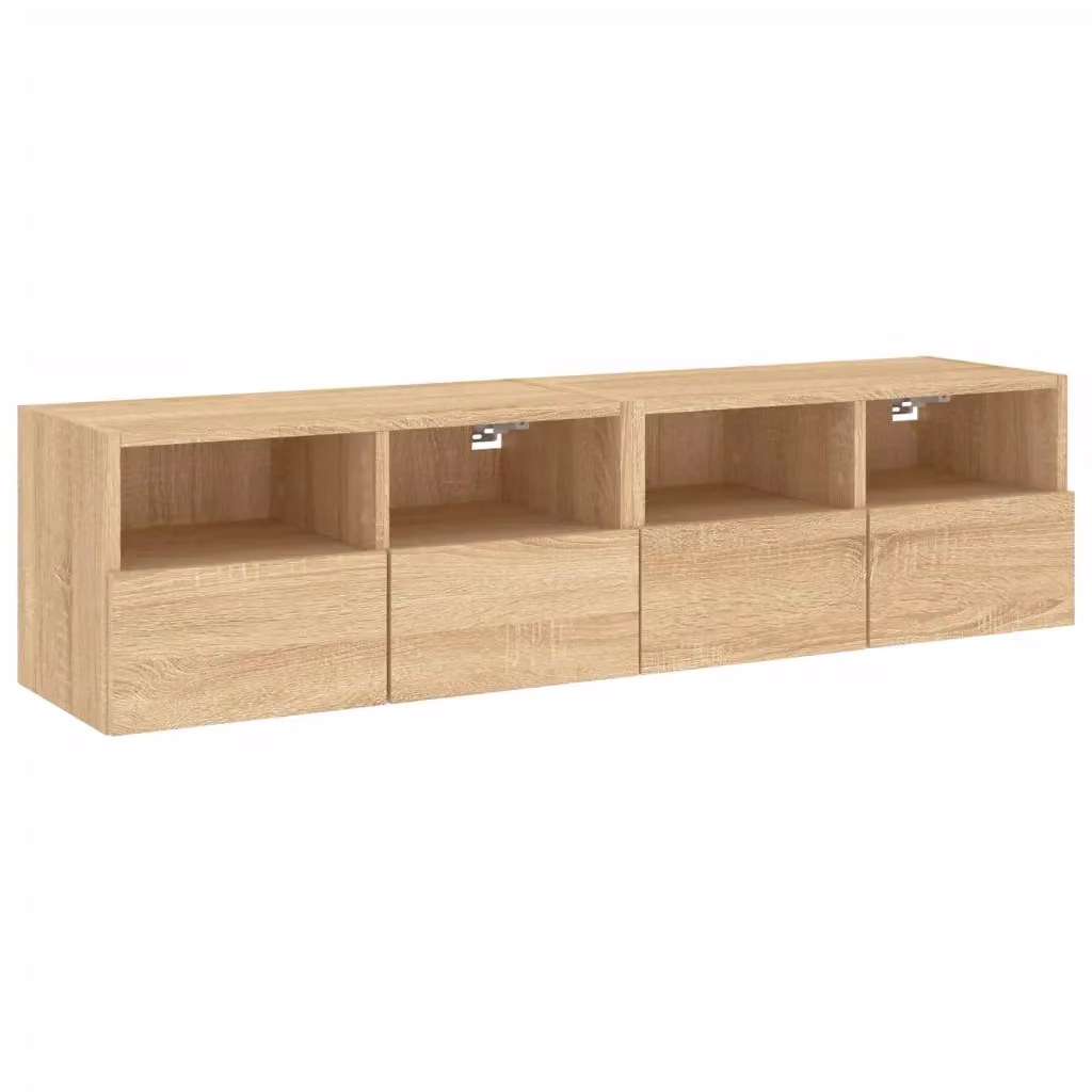 Berkfield Home Set of 2 Wall Mounted TV Cabinets in Sonoma Oak Brown, W: 60 cm, D: 30 cm, H: 30 cm – 2