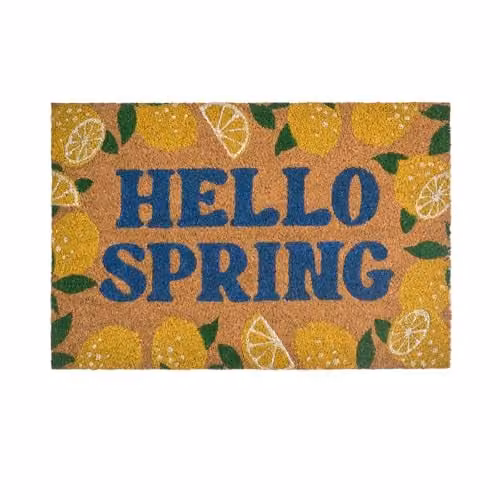 OHS Lemon Print Coir Doormat, Yellow, W/D: 60 x 40 cm