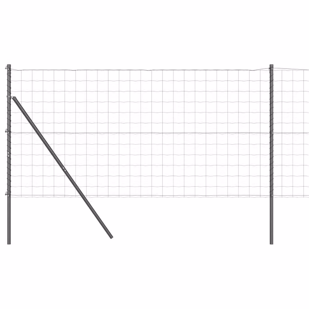 Berkfield Home Euro Fence with 13 Round Posts, 1 x 25 m, Galvanised Steel, Grey and Silver – 2