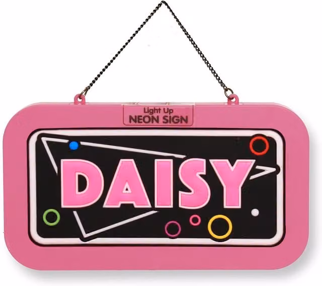 History & Heraldry Daisy Pre-personalised Light-Up Neon Bedroom Sign in Black and Multicolour