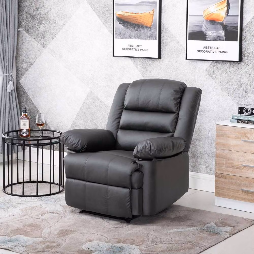 LUXURY LIFE Lansbury Grey Leather Recliner Armchair – 3