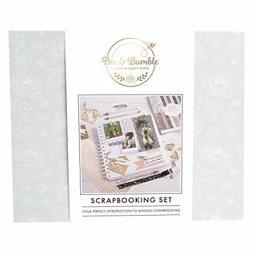 Bee & Bumble Scrapbooking Supplies Album Set in White, Gold and Silver