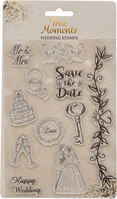 True Moments Wedding Rubber and Resin Stamps with Transparent Wood Handle