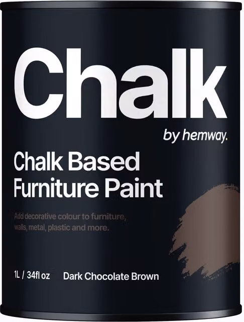 Hemway Chalk Based Furniture Paint in Flat Matt Dark Chocolate Brown, 1L