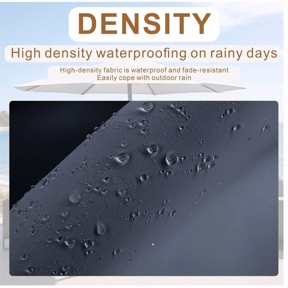 MIMO Garden Classic Parasol Sun Umbrella with Hand Crank in Grey, H 250 cm x W 294 cm – 4