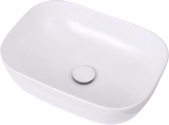 Living and Home Rectangular Ceramic Countertop Vessel Sink in White with Pop-up Waste Kit