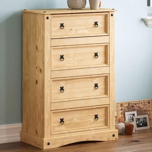 Vida Designs Rustic Pine 4 Drawer Chest in Brown
