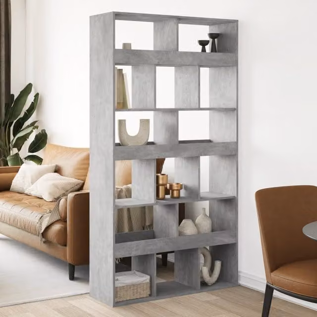 Berkfield Home Room Divider in Concrete Grey, W/D/H: 100 x 33 x 187.5 cm