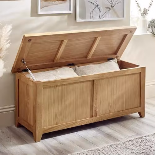Julian Bowen Mallory Storage Bench in Oak Brown, W: 105 cm, D: 40 cm, H: 45 cm – 1
