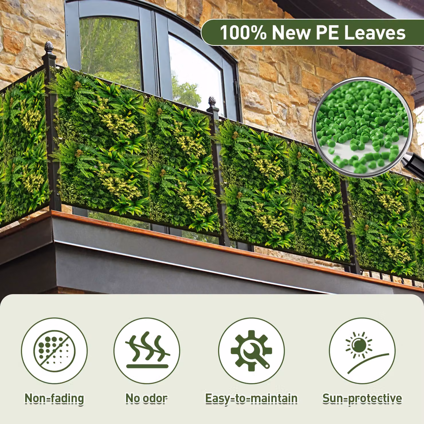 Costway 2 Pack Square Artificial Foliage Wall Hanging Greenery Hedge in Green, W/H: 50 x 50 cm – 4