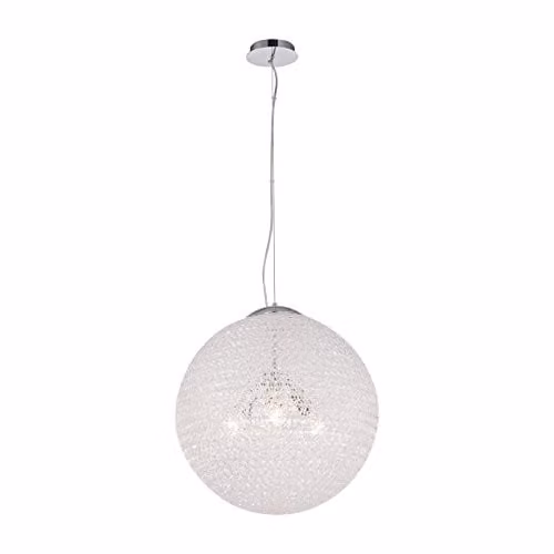 Netlighting Fusion Globe Sphere Ceiling Pendant Lamp in Silver and Chrome with 3 x E27 Sockets, Diameter: 50 cm – 1
