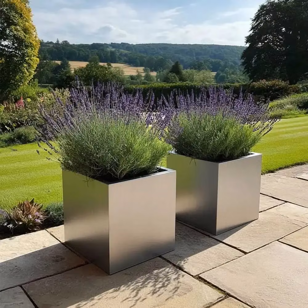 Access Garden Products Silver Square Galvanised Steel Planter Tub 30 cm – 4