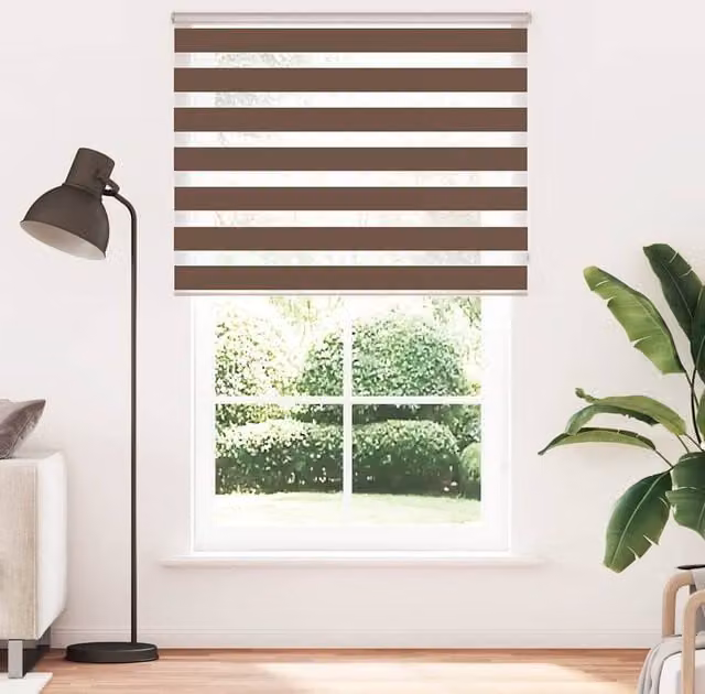 Berkfield Home Brown Zebra Day and Night Blind, W: 140 cm, H: 200 cm – 1
