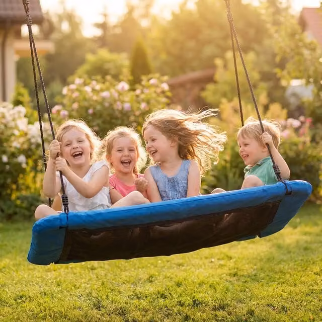 AIYAPLAY Nest Swing with Adjustable Height for Kids, Blue