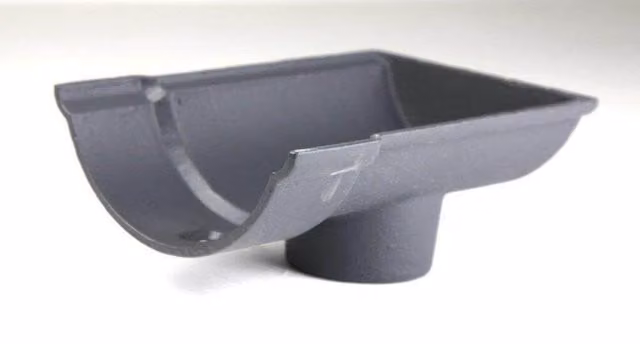 Hargreaves Premier Cast Iron Beaded Half Round Gutter Stopend Outlet, 115mm for 75mm Downpipe, Grey