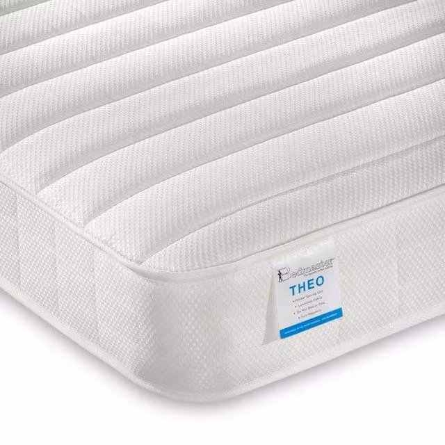 Bedmaster Theo Pocket Sprung Mattress in White, W/D/H: 140 x 200 x 15.5 cm