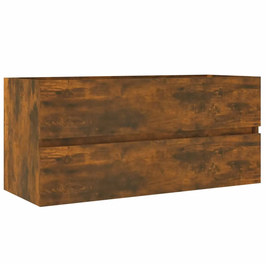Berkfield Home Modern Smoked Oak Bathroom Sink Cabinet in Brown, W/D/H: 100 x 38.5 x 45 cm – 2