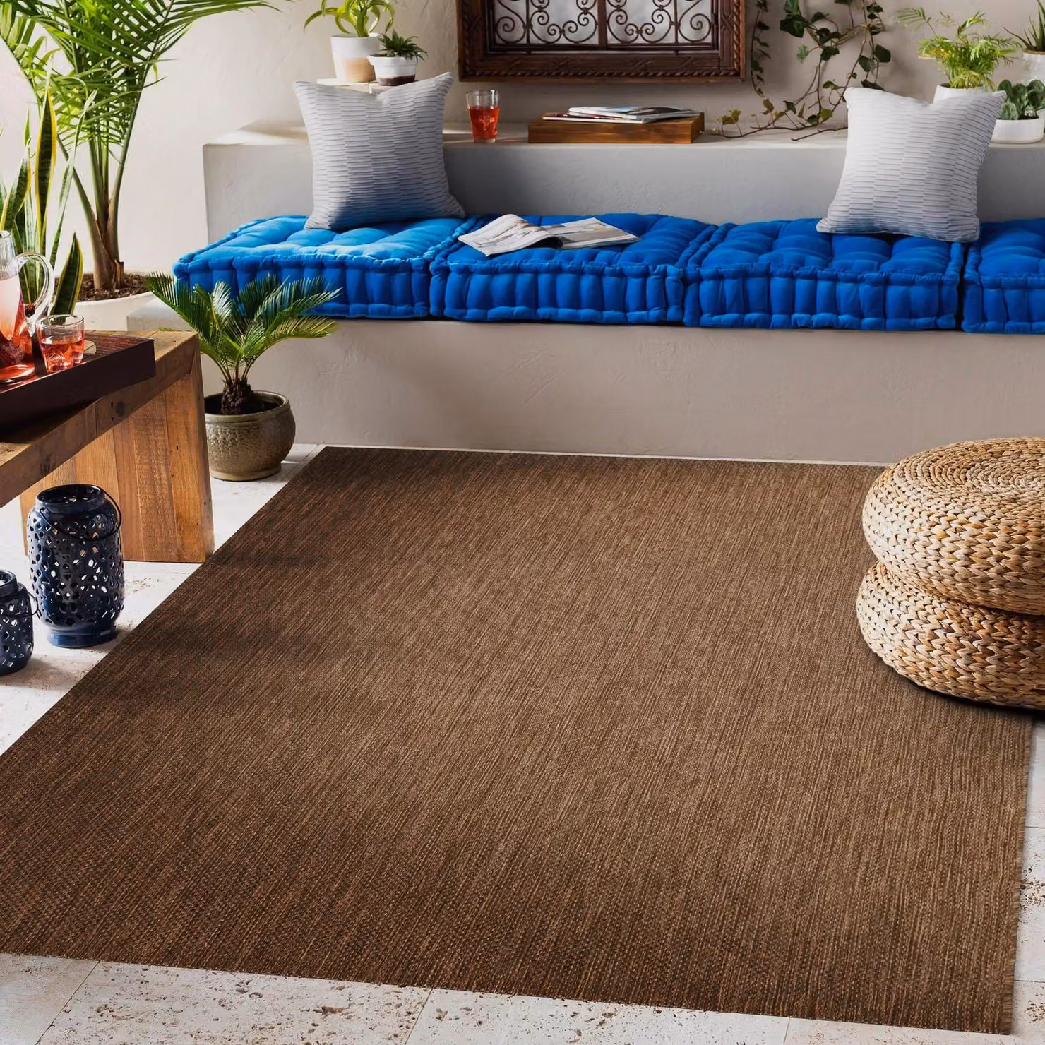 RugsX Brown Flat Weave Polypropylene Rectangular Rug, W: 160 cm, L: 230 cm – 3