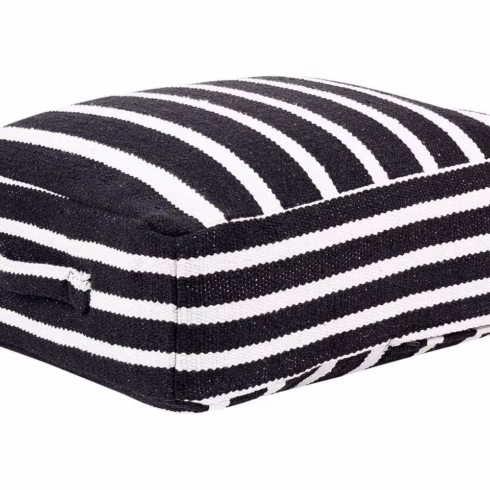 Wyld and Coco Boho Cotton Square Floor Cushion in Black and White, W/D/H: 50 x 50 x 20 cm – 1