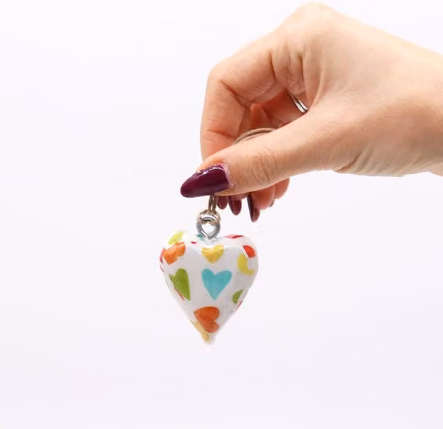 KDMK Multicolour Floral Wooden Heart Tabletop Decor
