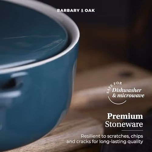 Barbary & Oak Nattura Shallow Casserole Dish, Agave Green Stoneware, 23.5 cm – 3