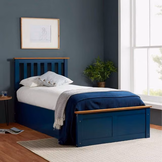Birlea Phoenix Ottoman Bed in Blue, W/D/H: 90 x 200 cm