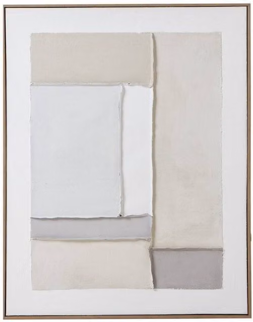 Lemon Pavilion Contempo Beta Abstract Geometric Framed Canvas Painting, W: 75 cm, H: 95 cm, D: 3 cm, Brown, Grey, White and Beige