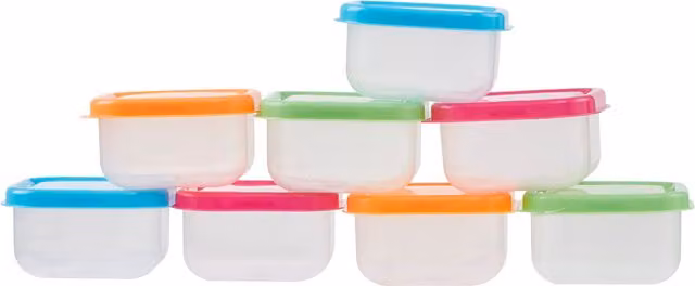 Orsina Set of 8 Mini Plastic Storage Containers with Snap Lids, Multicolour and Transparent