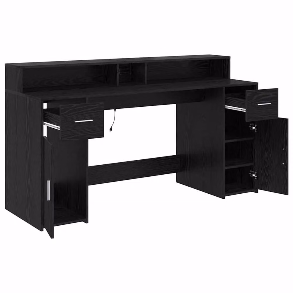 Berkfield Home Modern Writing Desk in Black Oak, W/D/H: 160 x 55 x 91 cm – 3