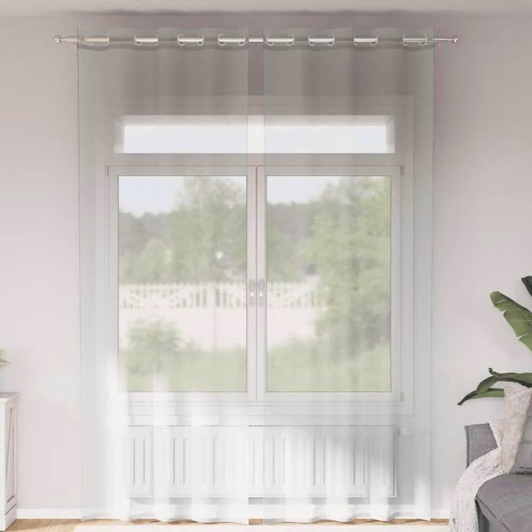 Berkfield Home Voile Fabric Panel Curtains with Eyelets, Light Grey, 2 Pack, W: 140 cm, H: 300 cm