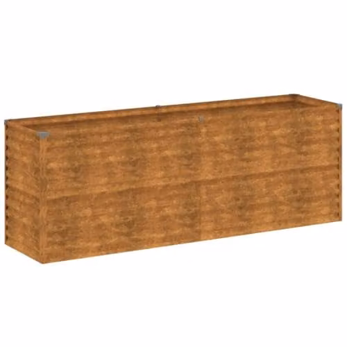 vidaXL Brown Corten Steel Raised Bed for Vegetable, Herb or Ornamental Gardens W/D/H: 196 x 50 x 69 cm