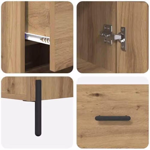 vidaXL Artisan Oak Highboard in Brown with 3 Drawers and Hinged Doors, W/D/H: 34.5 x 34.0 x 180.0 cm – 4