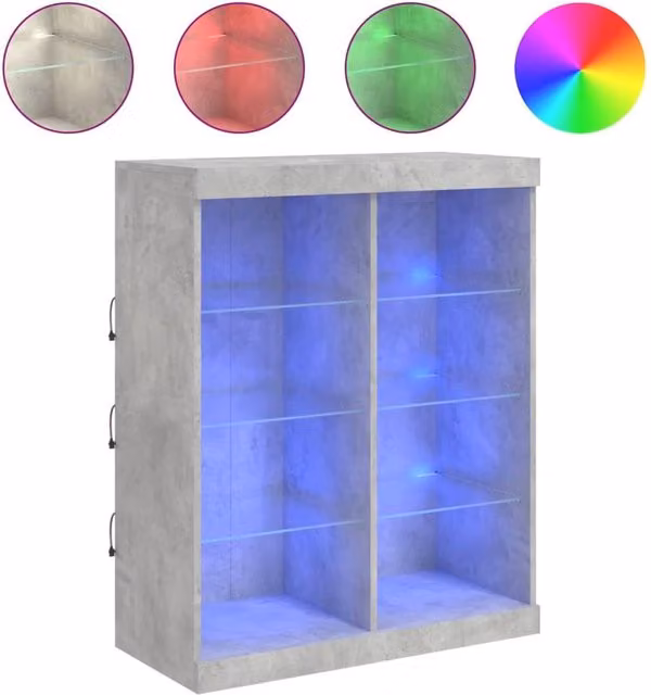 Berkfield Home Modern Sideboard with Integrated LED Lights in Concrete Grey, W: 81 cm, D: 37 cm, H: 100 cm