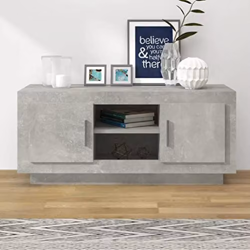 vidaXL Modern TV Cabinet in Concrete Grey, W/D/H: 102 x 35 x 45 cm – 2