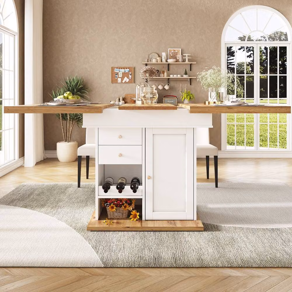 BTM Extendable Rectangular Dining Table in White with Snack Rack, W/D/H: 110 x 80 x 75 cm to 140 x 80 x 75 cm – 2
