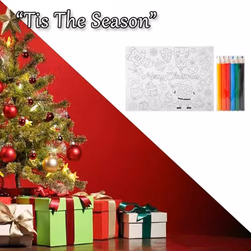 VFM e-Store Christmas Colouring Set with 4 Xmas Themed Designs, Multicolour, W: 32.3 cm, H: 40.3 cm, D: 1.5 cm – 5