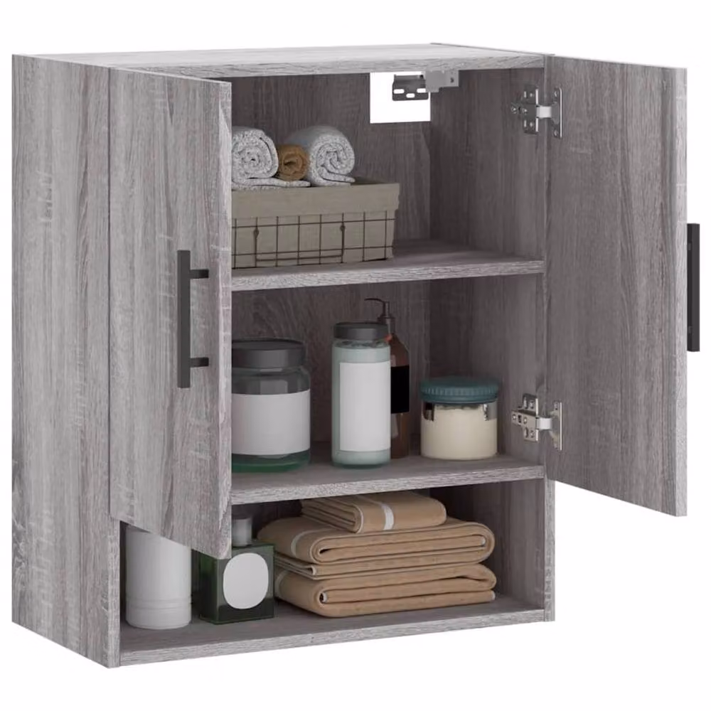 Berkfield Home Grey Sonoma Wall Mounted Cabinet with Hinged Doors and Internal Shelves, W/D/H: 60 x 31 x 70 cm – 2