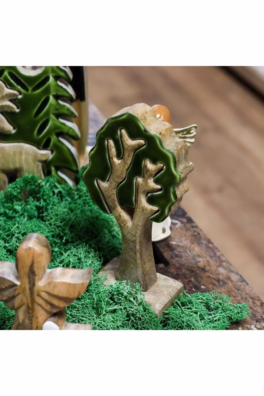 KDMD Lost in the Forest 3D Wooden Tree Decor in Green, W/D/H: 20 x 20 x 10 cm – 2