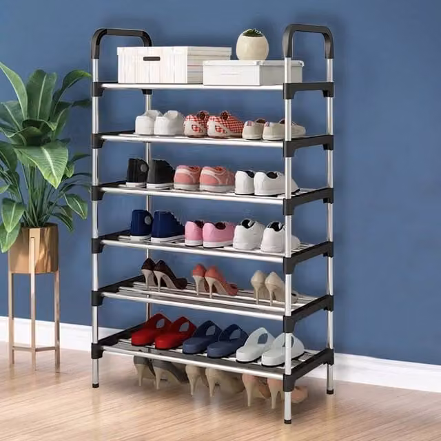 SPETLEK 6 Tier Narrow Metal Shoe Storage Rack in Black – 1