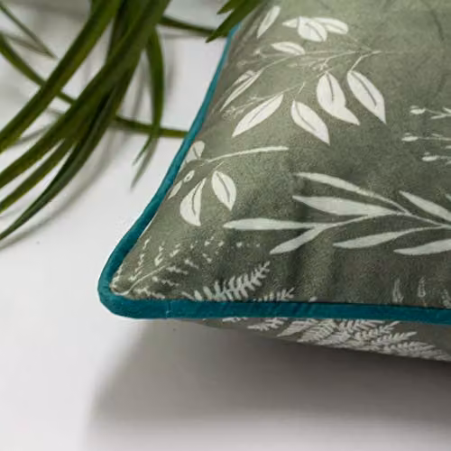 Furn Fearne Green Floral Printed Velvet Reversible Square Cushion, W/D/H: 50 x 50 x 50 cm – 3