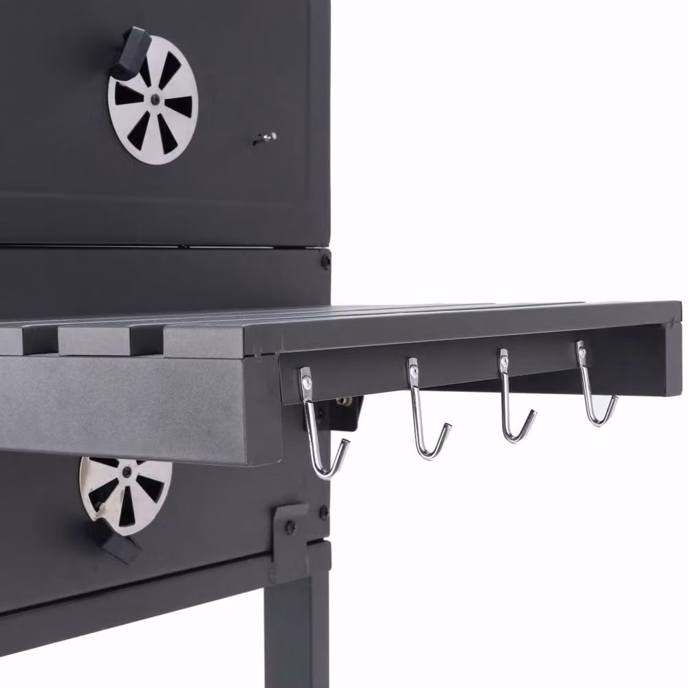 sweeek Charcoal Smoker Barbecue with Ash Collector and Thermometer in Black – 9