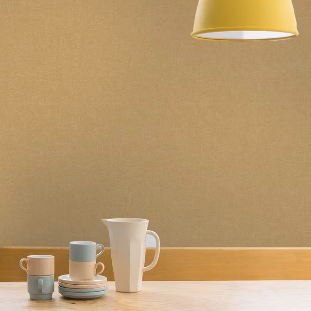 Grandeco Panama Modern Plain Yellow Wallpaper Roll