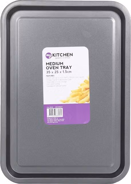My Home Essentials Non-Stick Rectangular Oven Tray, Grey, 35 cm