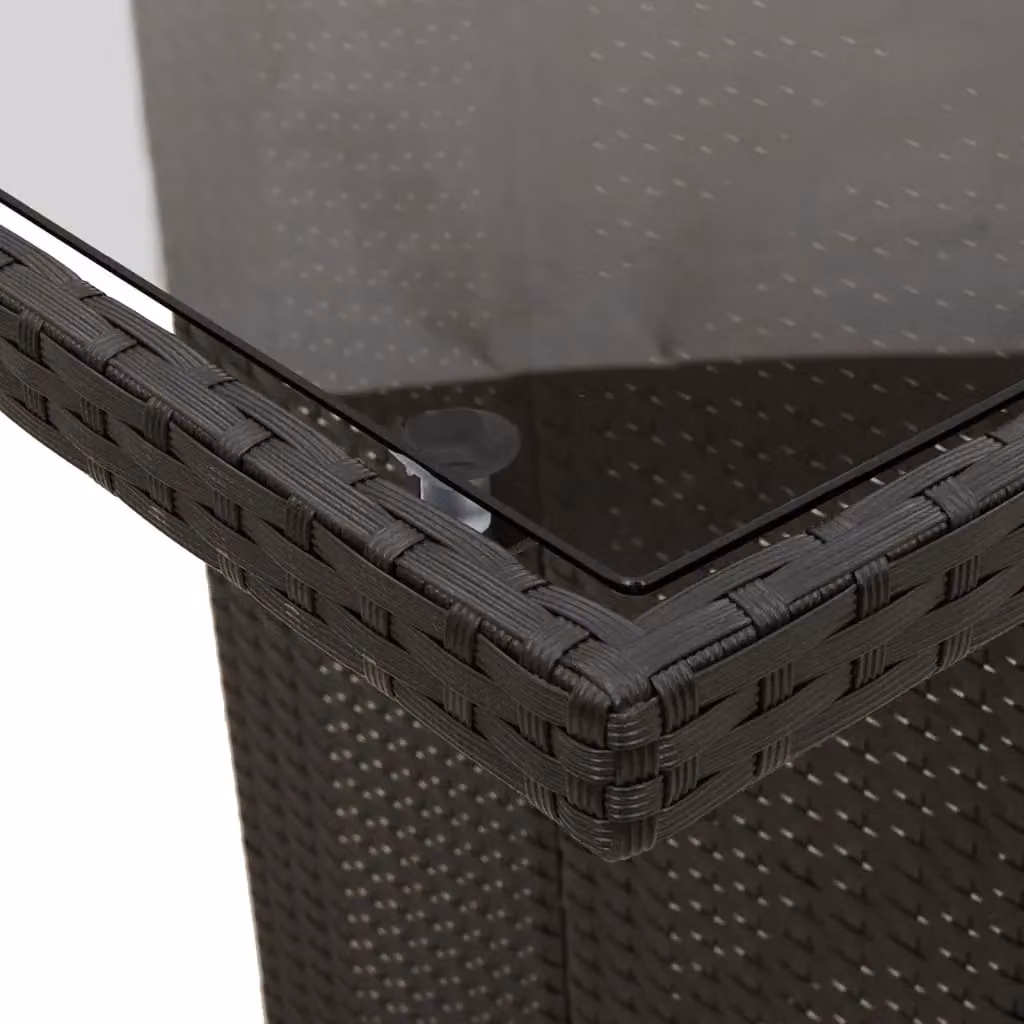 Berkfield Home Modern Black Poly Rattan Garden Table with Glass Top, W/D/H: 240 x 90 x 75 cm – 6